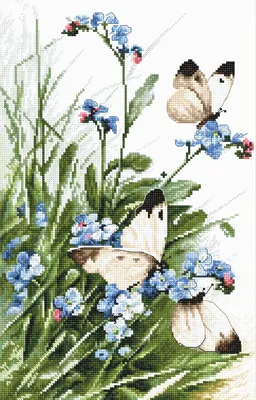 Синие цветы и бабочки - 65 фото