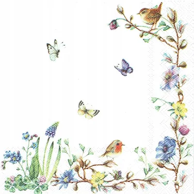 Купить Коллекционная салфетка для декупажа Mamiko Yamashita Птица и  цветущей ветке 7598, цена 100 ₴ —  (ID#730451430)