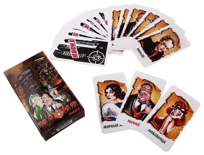 Настольная игра Мафия с масками 10 шт, карточки, от 6-и игроков