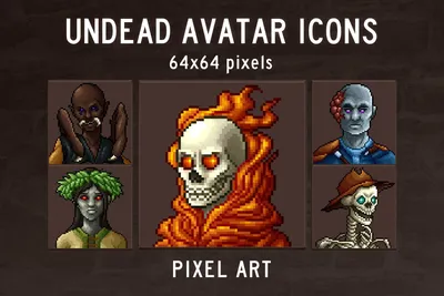 Undead Avatar Icons 64x64 Pixel Art -  | Pixel art, Imagination  art, Undead