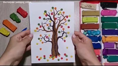 Осеннее дерево из пластилина. Поделка для детей. Autumn crafts. DIY -  YouTube