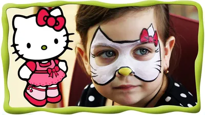 Аквагрим Hello kitty рисунок на лице face painting хелло Китти,  развлекательном центре Tbilikids - YouTube
