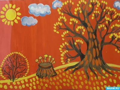 Рисование с детьми 5–6 лет «Осенние деревья» (1 фото). Воспитателям детских  садов, школьным учителям и педагогам - Маам.ру