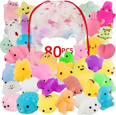 Buy 80 шт. Игрушки для сквиши Mochi Kawaii Squishies для детей, Игрушки для  снятия стресса для взрослых, Любители вечеринок на Рождество, Подарок на  день рождения, Призы в классе, Сумбы для сумок Goody