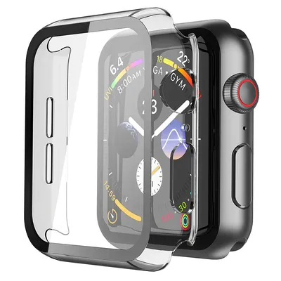 Пластиковый защитный чехол кейс на Apple Watch 42 мм, бампер для  смарт-часов Apple Watch 1-8 SE, защитное стекло в подарок, прозрачный -  купить с доставкой по выгодным ценам в интернет-магазине OZON (484193466)