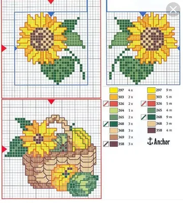Подборка простых и маленьких схем вышивки крестом с цветами для начинающих  | Пикабу