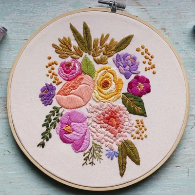 Embroidery with different stitches - Wildflowers. A fun way to transfer a  design to fabric. - YouTube