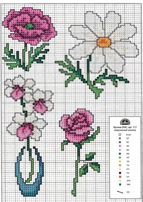 Маленькие цветы — схемы вышивки крестом | Всё о вышивке
