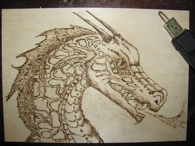 Рисунок для выжигания по дереву Силуэт дракона - картинка
