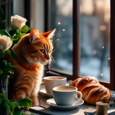 Доброе утро кофе круассан Белый …» — создано в Шедевруме