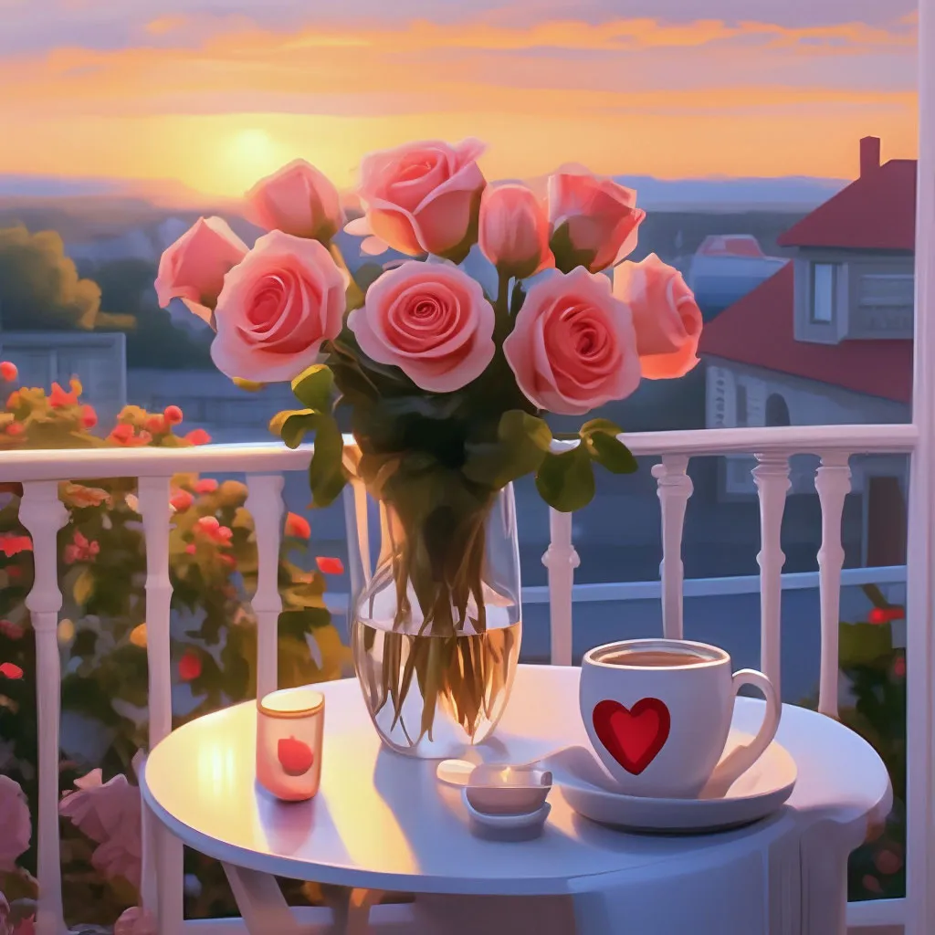 Доброе утро, розы в вазе, сердечки…» — создано в Шедевруме