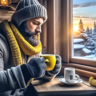 Картинка зимнего утра с кофе из окна (46 фото) » Красивые картинки,  поздравления и пожелания - 