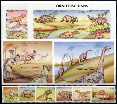 Доисторические животные.. Серии (марки+блоки)