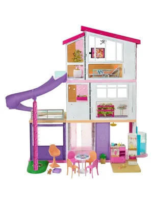 Barbie Дом Мечты трехэтажный с лифтом, бассейном, горкой и мебелью |  AliExpress