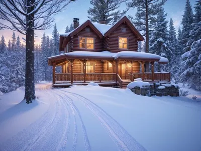 Скачать 1920x1080 дом, снег, зима, пейзаж, арт обои, картинки full hd,  hdtv, fhd, 1080p