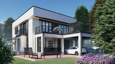 проект простого одноэтажного дома без гаража с двухскатной крышей LORO  купить в Минске на 