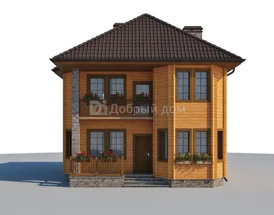 Проект небольшого двухэтажного дома AS-2172 из бруса с террасой и балконом