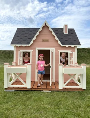 Деревянный домик для детей "Happy house 3" песочный дворик - цена 88000 руб.