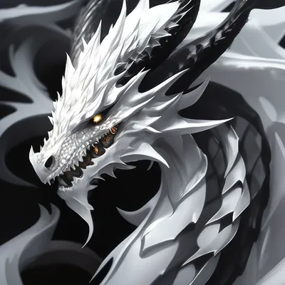 Черный дракон с белым узором в …» — создано в Шедевруме