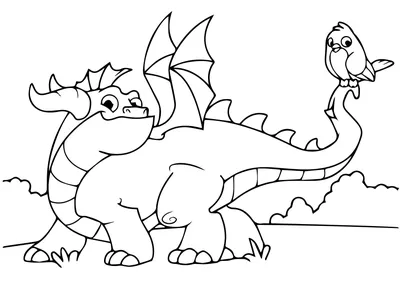 Раскраска Простой дракон для малышей распечатать или скачать