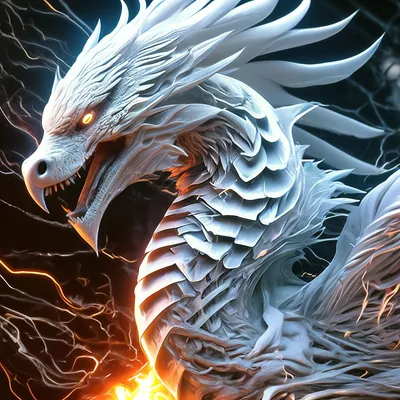 Дракон-феникс, ярко белый, некроморф…» — создано в Шедевруме