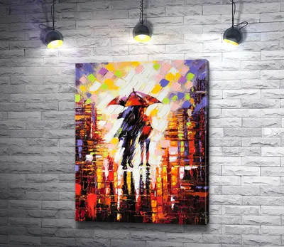 Картина "Двое влюбленных под зонтом" | Интернет-магазин картин "АртФактор"