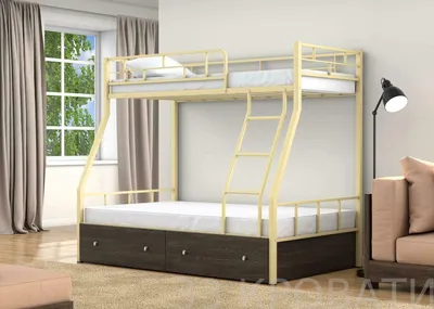 Двухъярусная кровать из массива сосны Вуди 3 с ящиками в Санкт-Петербурге