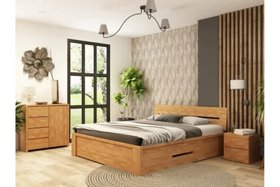 Деревянная двуспальная кровать в интернет-магазине мебели 