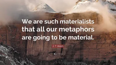 Дж. Т. Уолш цитата: «Мы такие материалисты, что все наши метафоры будут материальны».