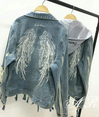 Женская джинсовая куртка с принтом на спине И-062 - купить недорого в  интернет магазине "OLLA", Украина.