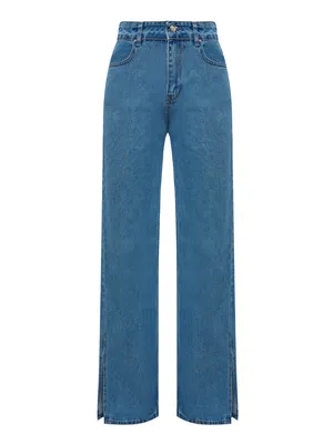 Прямые джинсы на средней посадке с разрезами :: LICHI - Online fashion store