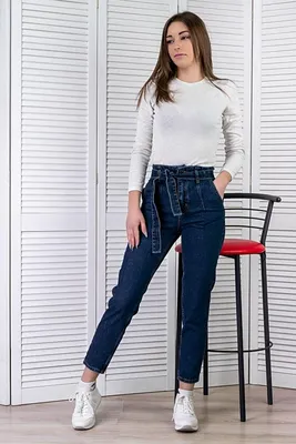 Зауженные джинсы мом с высокой посадкой, цвет: голубой купить в  интернет-магазине ТВОЕ, арт.B1193