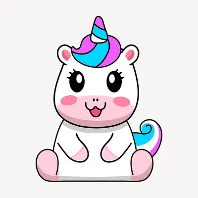 Cute unicorn cartoon, isolated on white. Stock Illustration | Adobe Stock