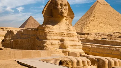Картинки египет, каир, древности, архитектура, сфинкс, пирамиды, красиво,  небо,облака, природа - обои 1920x1080, картинка №116479