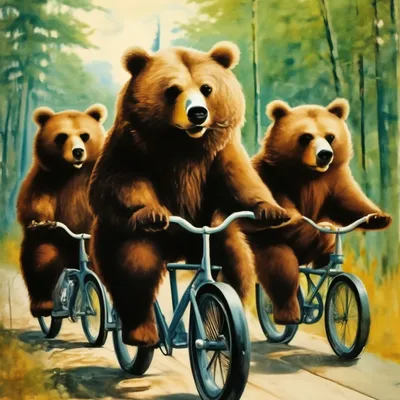 Ехали медведи на велосипеде , а за…» — создано в Шедевруме