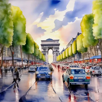 Картина Champs-Elysees (Елисейские поля, копия Марии Потаповой) 60x90  MP191001 купить в Москве