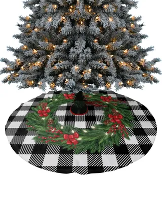 Рождественские ягоды, черно-белая клетчатая юбка для рождественской елки,  украшения для дома, юбки для рождественской елки, базовый чехол | AliExpress