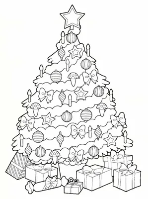 Раскраска новогодняя елка | Раскраски, Елочные украшения, Рождественские  цветы