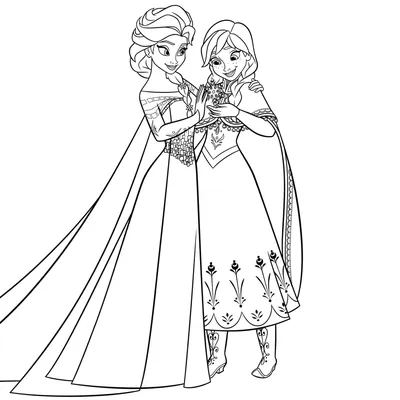 Раскраска Анна и Эльза | Раскраски Холодное сердце (Frozen coloring pages).  Раскраска Холодное сердце