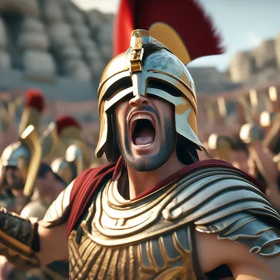 Спартанец кричит: "Это Спарта!" …» — создано в Шедевруме