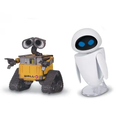 Обои на рабочий стол Wall-E / Валли из одноименного мультфильма дарит  подарок Eva / Еве, обои для рабочего стола, скачать обои, обои бесплатно