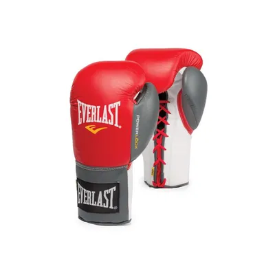 Everlast Powerlock Laced Training Gloves Red/Grey | FIGHT SHOP