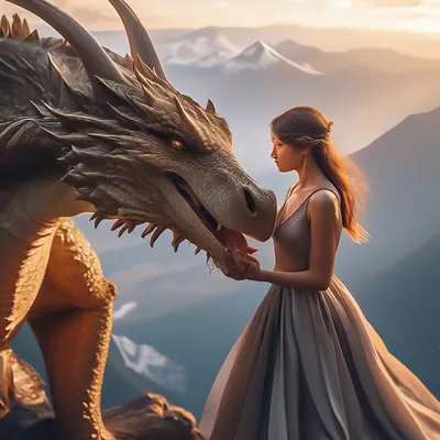 Фэнтези девушка и дракон 