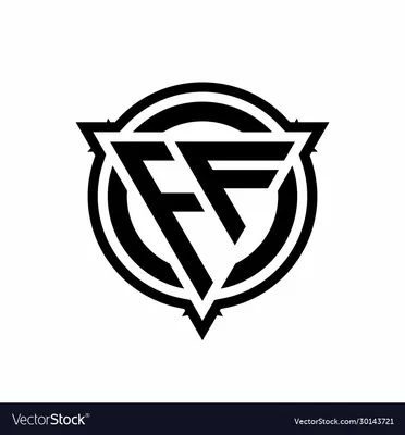 Ff logo with triangle shape and circle Royalty Free Vector