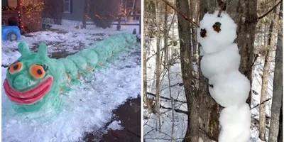 В Ярославле появились две пятиметровые фигуры из снега | Первый ярославский  телеканал