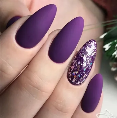 ФИОЛЕТОВЫЙ МАНИКЮР С ФИОЛЕТОВЫМИ БЛЕСТКАМИ | Swag nails, Purple nails, Long  nails