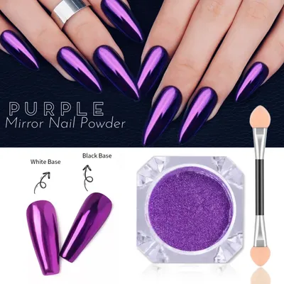 New! PURPLE NAIL MIRROR POWDER PLATINUM Effect Chrome Nails Shining Pigment  UK | eBay