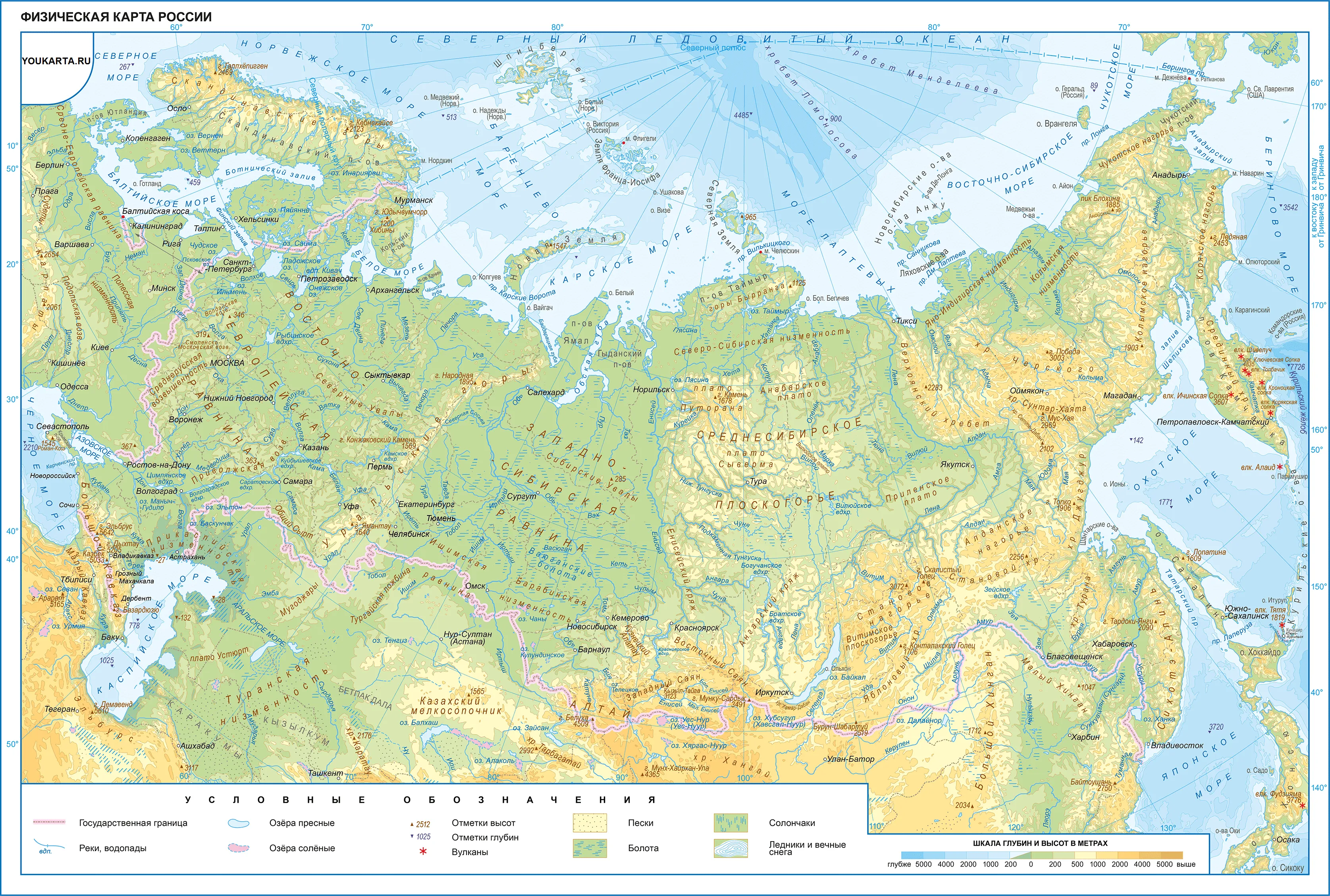 Карта россии с обозначениями