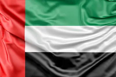 Флаг.ру: Кабинетный флаг Объединённых Арабских Эмиратов (ОАЭ) двухсторонний  из атласа 100x150 | 100x150