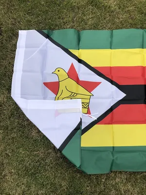 Флаг зимбабве развевается высоко на белом изолированном фоне. 18 апреля  день независимости зимбабве. | Премиум Фото